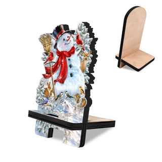 Old-Fashioned Christmas Cell Phone Stand Christmas Decor Wood Mobile Tablet Holder Charging Station Organizer - 892090C-DG