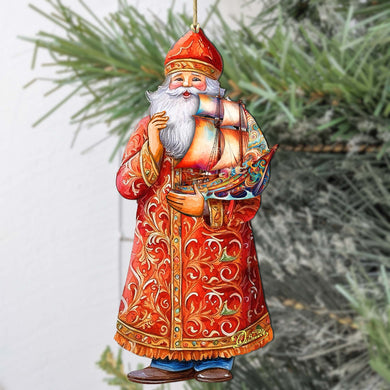 Holiday Cruise with Santa Wooden Ornaments by G. Debrekht - Christmas Santa Snowman Decor - 8691408