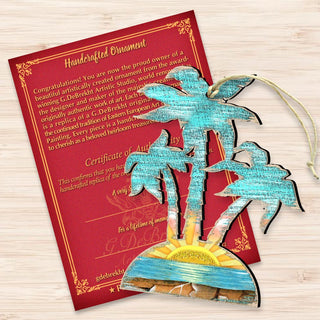 Rustic Palm Trees Wooden Ornaments by G. DeBrekht - Coastal Holiday Decor - 8198415