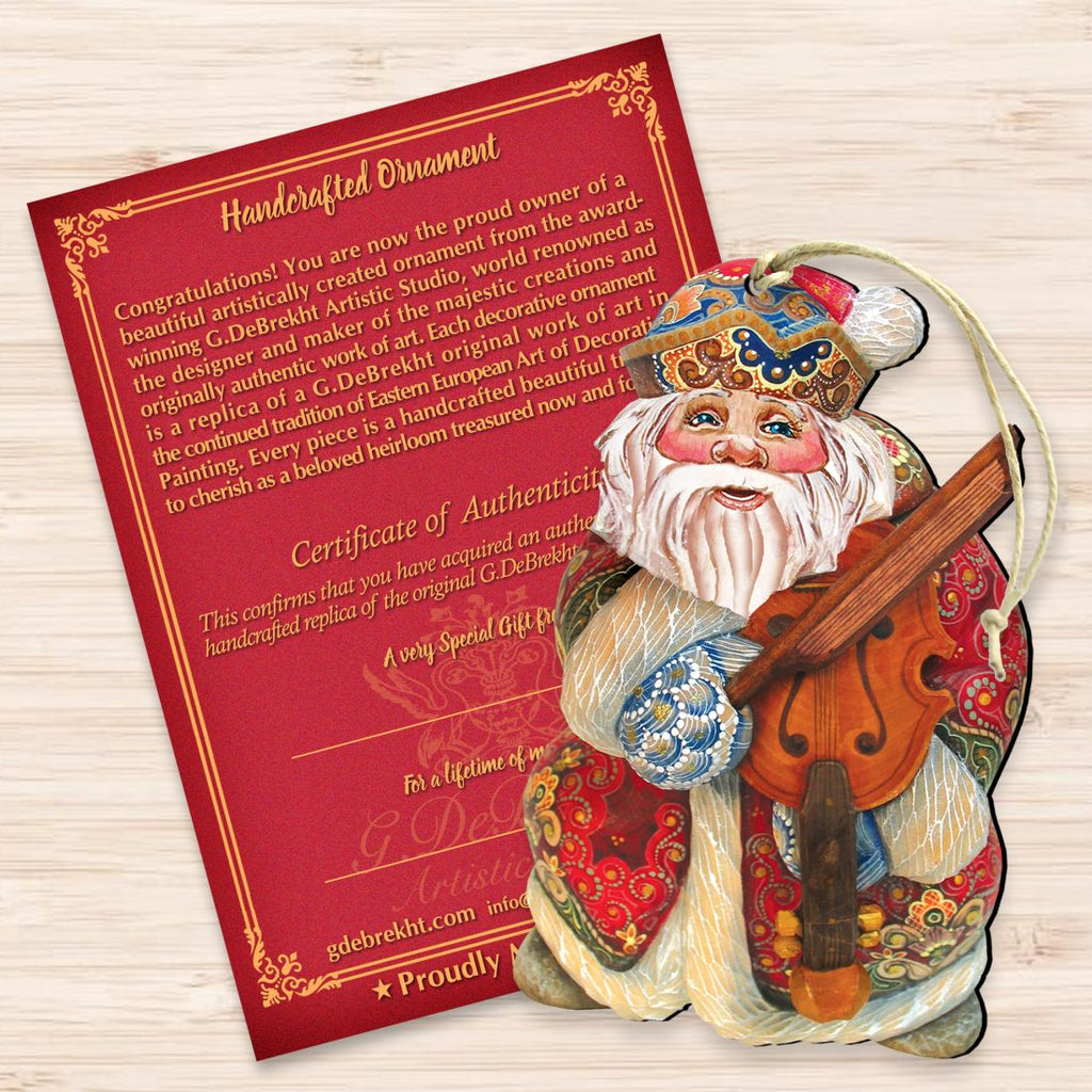 Musician Santa Wooden Ornaments by G. DeBrekht - Christmas Santa Snowman Decor - 8116213