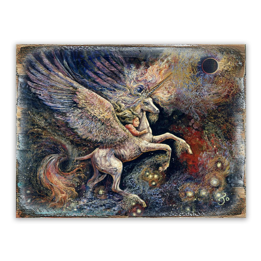 Unicorn Pegasus Fantasy Wooden Wall Art by Josephine Wall - Fantasy Decor - 852140-JW