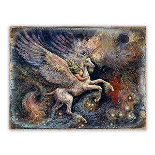 Unicorn Pegasus Fantasy Wooden Wall Art by Josephine Wall - Fantasy Decor - 852140-JW