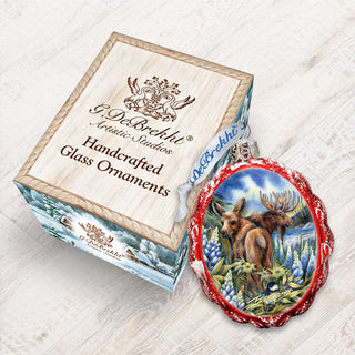 Easily AƒMoosed in Lupine Mercury Glass Ornament by J. Bergsma - Wildlife Holiday Decor - 7783948-JB