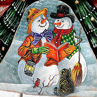 Snowman Winter Story Santa Hand-Painted WOODCARVED Figurine by G. DeBrekht - Christmas Santa Snowman Decor - 8208012