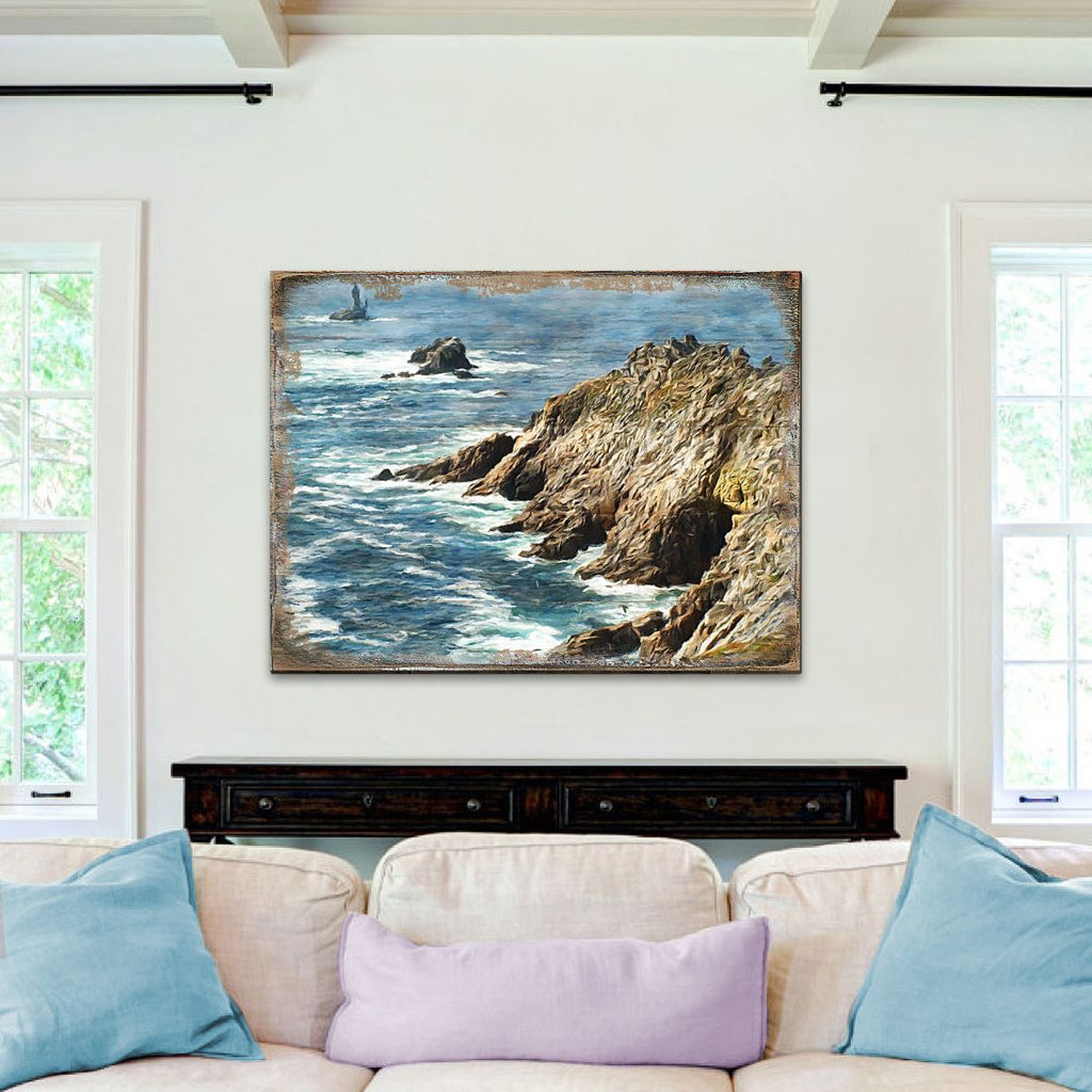 Ocean Cliff Wood Wooden Coastal Wall Art by Nature Wonders - Coastal Sea-Life Decor - 95240B