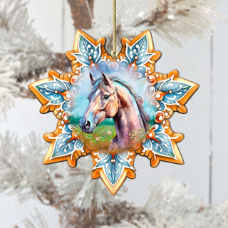 Horse Snowflake Large Wooden Ornament by G. Debrekht - Nature Wildlife Decor - 8688431M