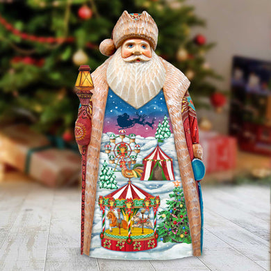 Carousel Santa Hand-Painted WOODCARVED Masterpiece Figurine by G. DeBrekht - Santa Snowman Christmas Décor - 2102313