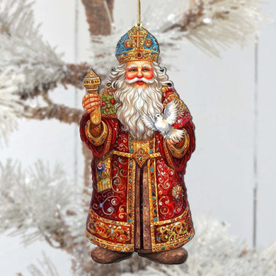 Santa's Dove of Hope Wooden Ornaments by G. Debrekht - Christmas Santa Snowman Decor - 8691416
