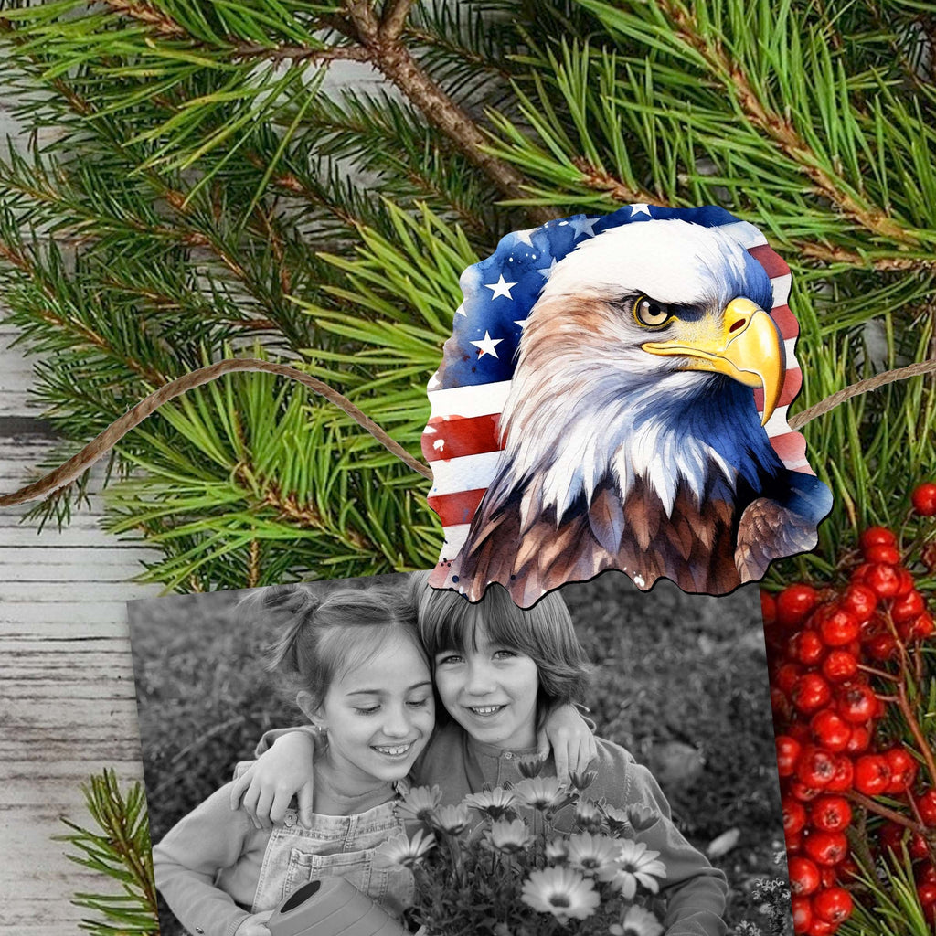 American flag Clip-On Eco Wood Decorative Ornaments Set of 3 by G. Debrekht - Patriotic Decor - 8091002C-S3