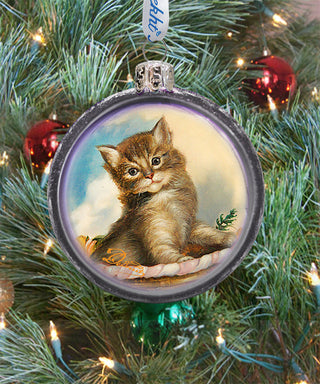 Feline Friend Cut Ball Glass Ornament by G. DeBrekht - Christmas Decor - 764-021