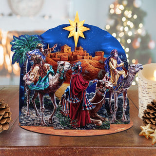 Three Kings Journey Decorative Village Eco Wood Set by D. Gelsinger - Nativity Holiday Decor - 852768