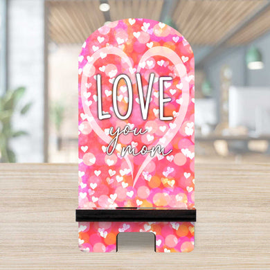 Love You Mom Cell Phone Stand Holiday Decor Wood Mobile Tablet Holder Charging Station Organizer - 892063-2