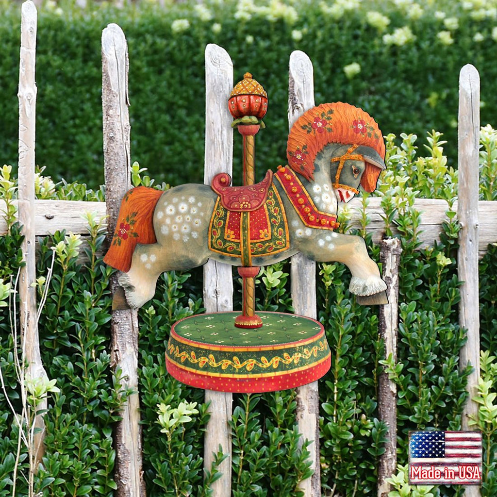 White Arabian Carousel Horse Holiday Outdoor Decor Large Ornament by G. DeBrekht - Carousel Holiday Decor - 8114041-2M
