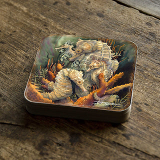 Seahorse Family Wooden Cork Coasters Gift Set of 4 by J. Bergsma - Coastal Decor - 8199454C-S4