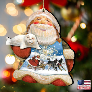 Northern Light Santa Wooden Ornaments by G. DeBrekht - Christmas Decor - 8151844