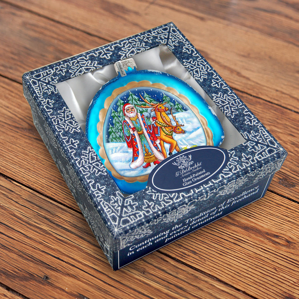 Christmas Courier Rainbow Glass Ornament by G. Debrekht - Christmas Santa Snowman Decor - 756-024