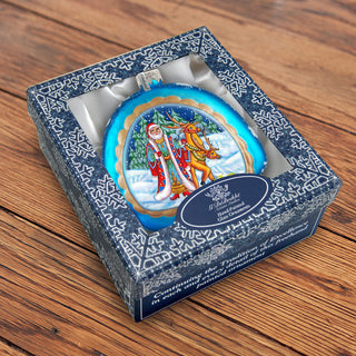 Christmas Courier Rainbow Glass Ornament by G. Debrekht - Christmas Santa Snowman Decor - 756-024