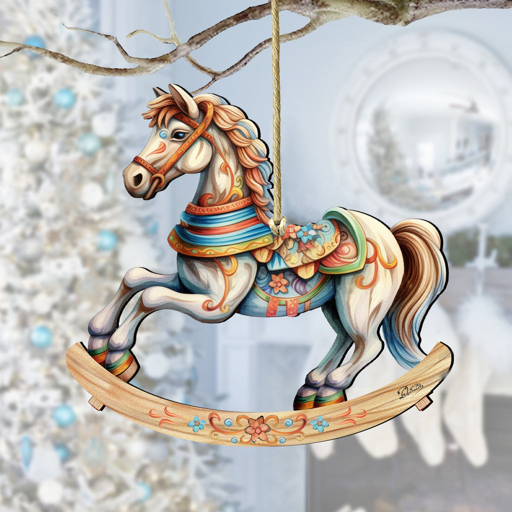 Rocking Horse Wooden Ornaments by G. Debrekht - Christmas Decor - 8100196-1
