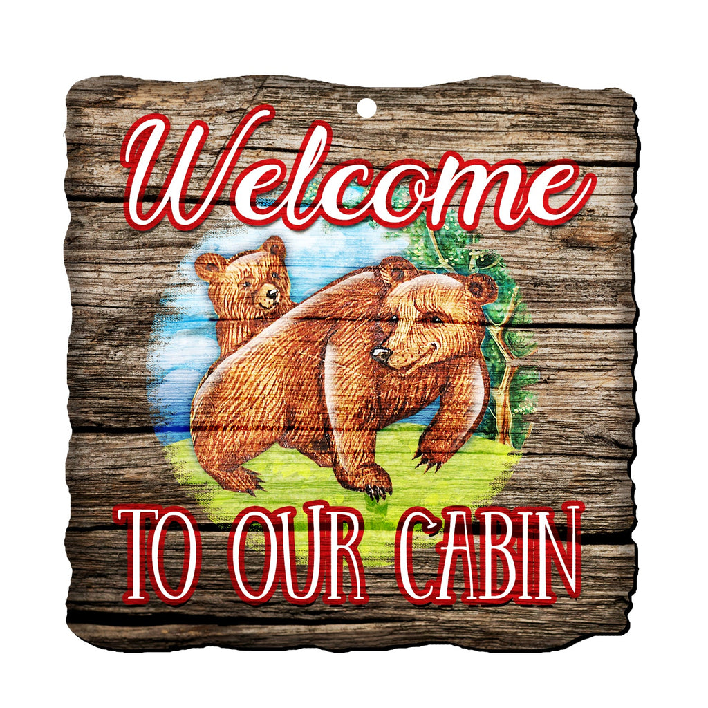 Welcome Cabin Bears Wall Door Hanger - Wildlife Holiday Decor - 8114080H