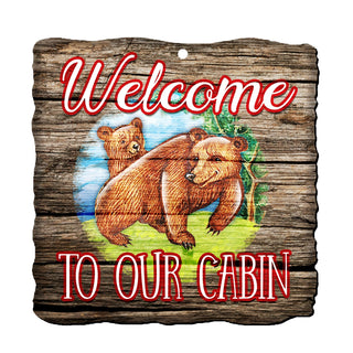 Welcome Cabin Bears Wall Door Hanger - Wildlife Holiday Decor - 8114080H