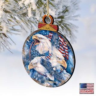 Allegiance Patriotic Eagles Wooden Ornaments by J. Bergsma - Wildlife Holiday Decor - 8591730-JB