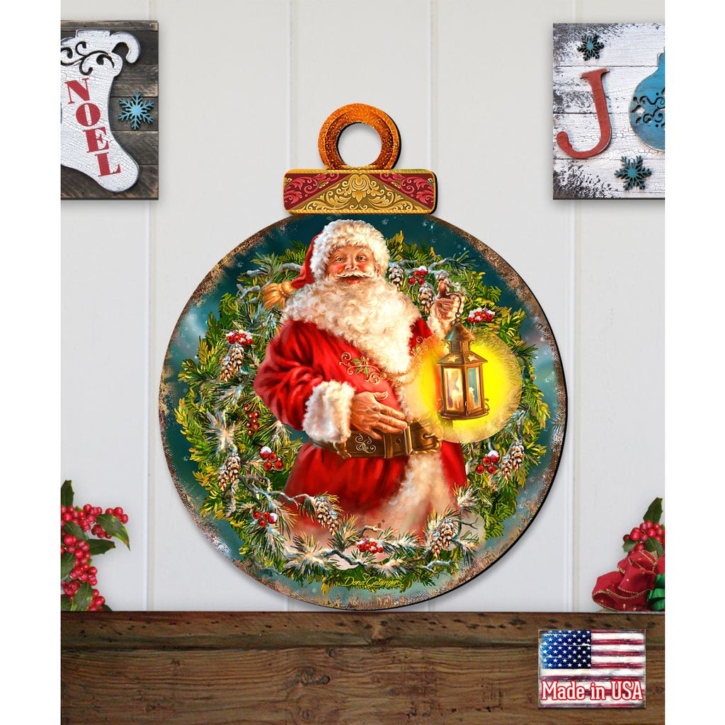 Enchanted Ball Christmas Wreath Santa Door Decor by D. Gelsinger - Christmas Santa Snowman Decor - 8021051H-1003
