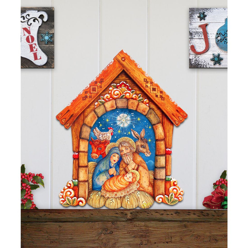 Village Nativity Door Decor by G. DeBrekht - Nativity Holiday Decor - 8152630H