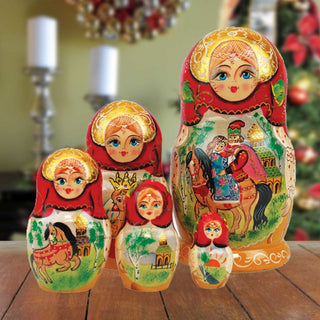 Ivan Tsarevich Matreshka Nesting Hand-Painted Doll Set of 5 by G. DeBrekht - Christmas Decor - 1300961