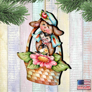 a christmas ornament hanging from a tree