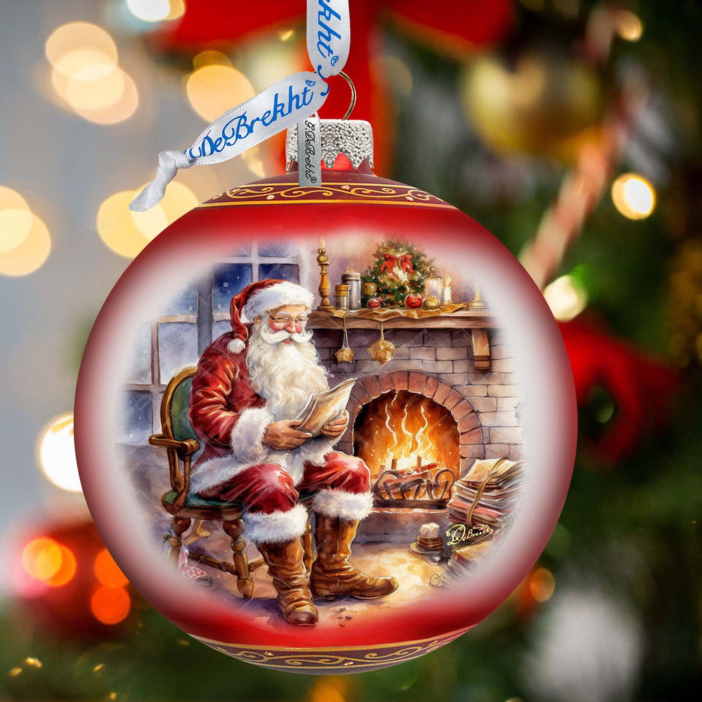 St. Nicks Nook Lg Glass Ornament by G.Debrekht - Christmas Santa Snowman Decor - 73960