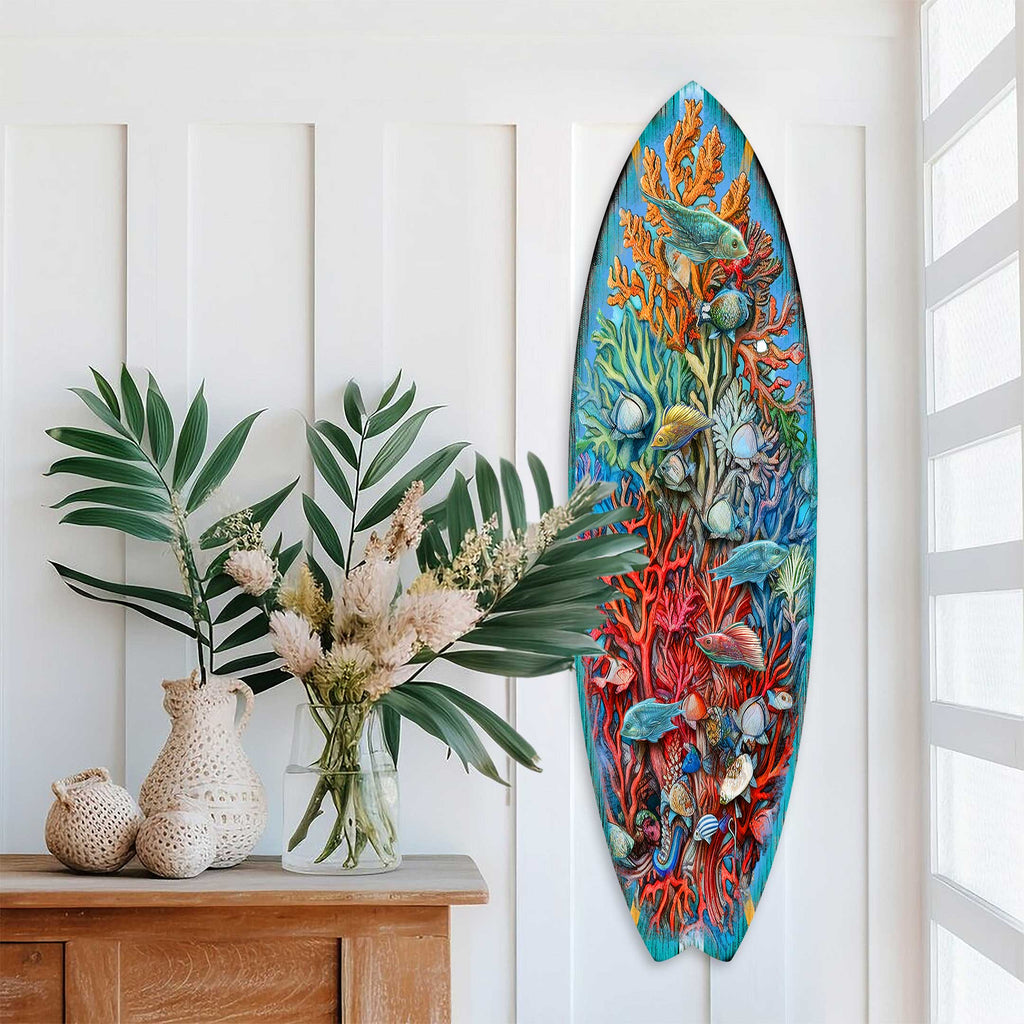 Surfboard Coastal Wall Art - Underwater Life Wall Art by G. DeBrekht - Coastal Holiday Decor - 8490135HS