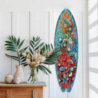 Surfboard Coastal Wall Art - Underwater Life Wall Art by G. DeBrekht - Coastal Holiday Decor - 8490135HS