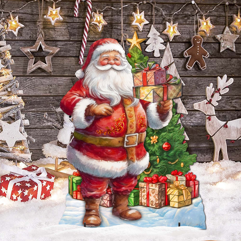 Celebrate with Santa: Santa with Gifts Outdoor Decor by G. Debrekht - Christmas Santa Snowman Decor - 8611094F