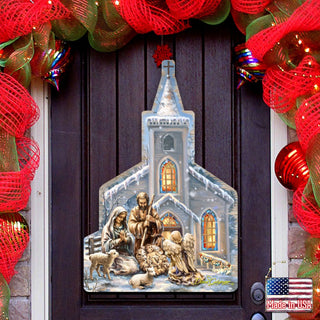 Nativity at the Chapel Nativity Door Decor by D. Gelsinger - Nativity Holiday Decor - 8121016H-1606