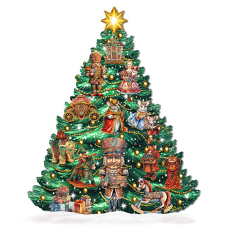 Nutcracker-Themed Christmas Tree Outdoor Indoor Decor Wooden Christmas Decoration by G. Debrekht Christmas Decor - 8191501F