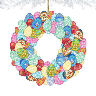 Easter Eggs Wreath Wooden Ornaments by G. DeBrekht - Easter Spring Decor - 8185310