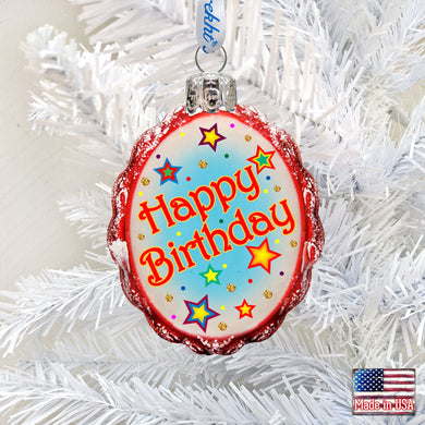 Happy Birthday Mercury Glass Ornament by G. DeBrekht - Love Family Kids Decor - 770004-2