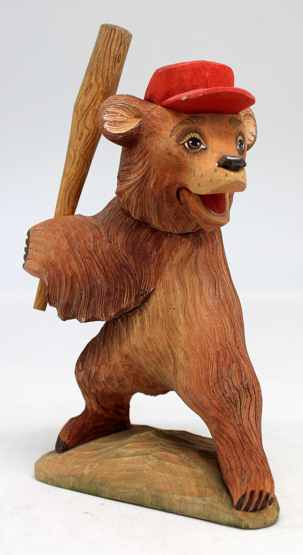 One-of-a-Kind Bear WOODCARVED Handpainted Figurine 4 X 2.5 X 7