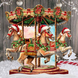 Christmas Carousel Outdoor Decor by G. Debrekht - Christmas Santa Snowman Decor - 8611030F