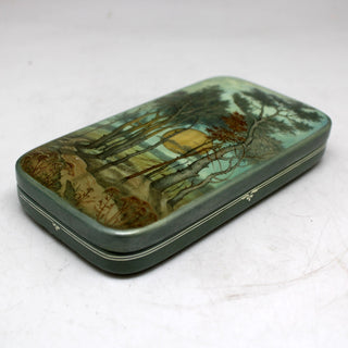 Hand-Painted Moon Night One-of-a-Kind Fedoskino Papier Mache Lacquered Miniature Box 5 x 3 Unique Handmade Gift Collectible and Home Decoration