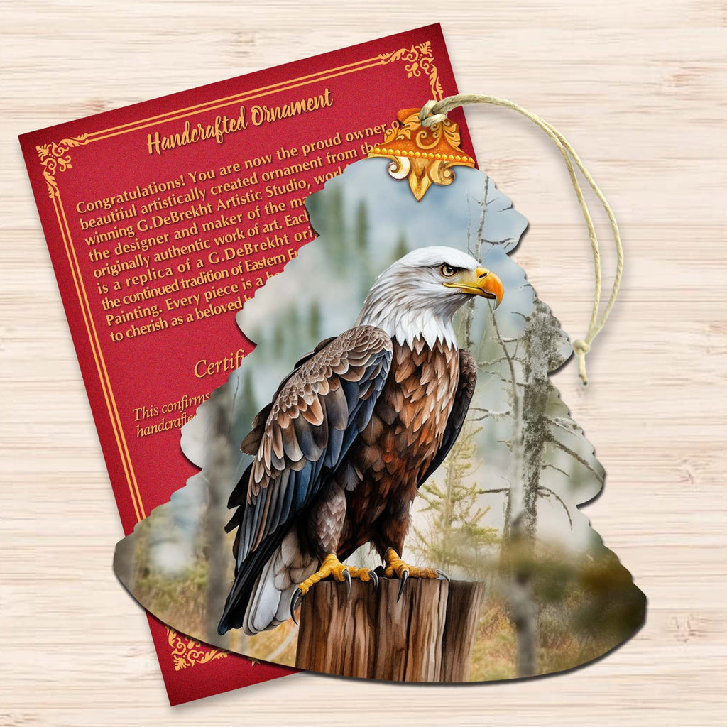 Alaskan Bald Eagle Tree Wooden Ornaments by G.Debrekht - Wildlife Holiday Decor - 870007