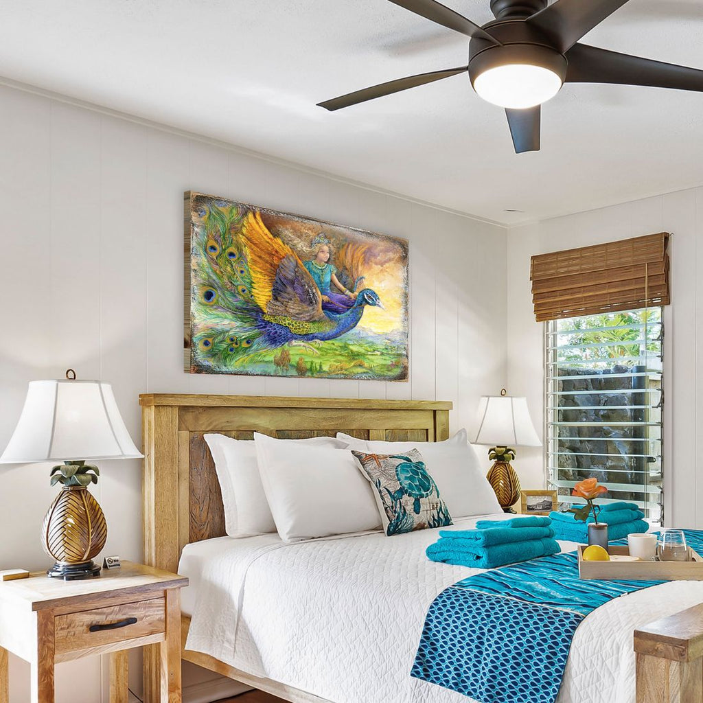 Peacock Princess Fantasy Wooden Wall Art by Josephine Wall - Fantasy Decor - 852138-JW