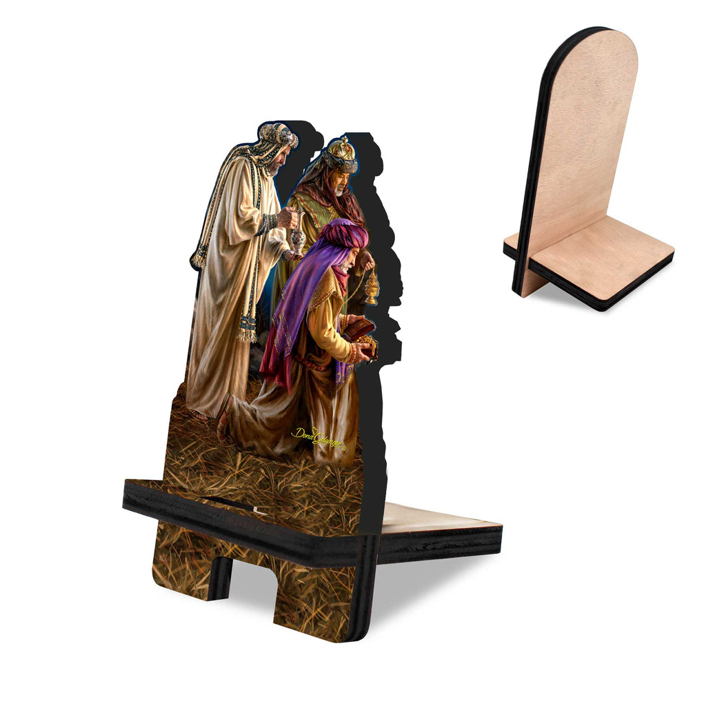 Three Kings Nativity Cell Phone Stand Inspirational Decor Wood Mobile Tablet Holder Charging Station Organizer - 892088C-DG