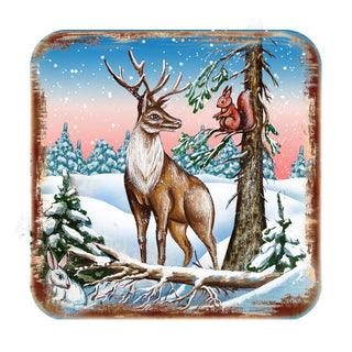 Deer Wooden Cork Coasters Gift Set of 4 by Nature Wonders - Nature Wildlife Decor - 95379C-S4