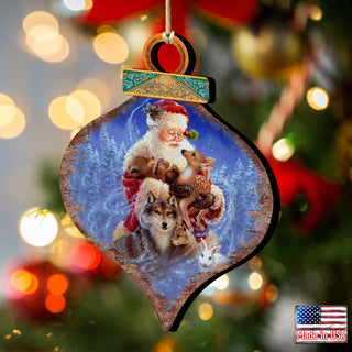 Santa Little Friends Drop Wooden Ornaments by Gelsinger - Christmas Santa Snowman Decor - 8031126-9914