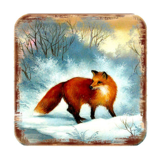 Fox Wooden Cork Coasters Gift Set of 4 by Nature Wonders - Nature Wildlife Decor - 95376C-S4