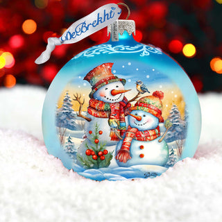 Winter Friends Ball Glass Ornament by G. Debrekht - Christmas Santa Snowman Decor - 73373