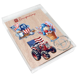 American Farmhouse Decorative Eco Wood Ornaments Set of 3 by G. Debrekht - Patriotic Decor - 8091001-S3