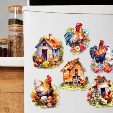 Spring on the Farm Decorative Eco Wood Magnets Set of 6 by G. Debrekht - Easter Decor - 8090056G-S6