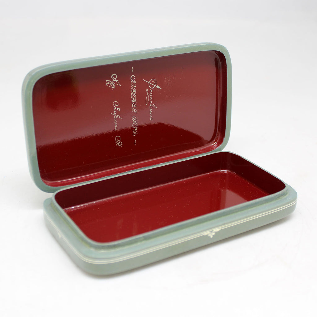 Hand-Painted Moon Night One-of-a-Kind Fedoskino Papier Mache Lacquered Miniature Box 5 x 3 Unique Handmade Gift Collectible and Home Decoration